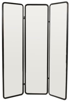 Vente-unique - Paravent Miroir 3 pans en métal - L. 146 x H. 180 cm - Noir - MIROLY