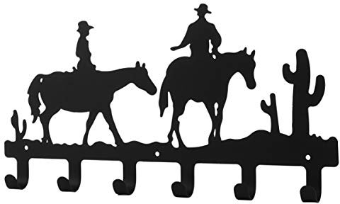 PRETYZOOM Crochet Mural Porte Manteau Fer Noir Motif Cowboy Style Western Patère Murale Créative Gain De Place Pour Porte Mur Salle De Bain Cuisine Chambre Et Bureau