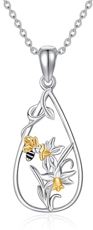 DAYLINLOVE Blumen Kette 925 Sterling Silber Lotus/Kaktus/Narzissen/Pilz/Maiglöckchen/Gänseblümchen/Hibiskus/Schneeflocken Anhänger Halskette Blühende Pflanze Schmuck Geschenke für Damen Mädchen