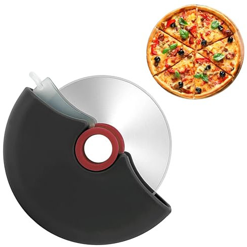 Pizza Cutter Wheel with Protective Blade Cover, Ergonomic Pizza Slicer, Premium Stainless Steel Pizza Slicer, Use for Pizza, Bread, Pastry, Waffle Easy to Clean & Cut Pizza (Red)