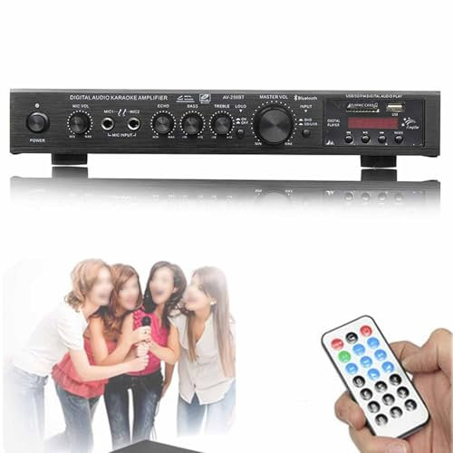 5 Channel HIFI Amplifier - with Remote Control/antenna, FM/USB Stereo Amplifier, Adjustable Volume, Easy to Use, Karaoke Home/car Speakers for Home/outdoor, Black,Black