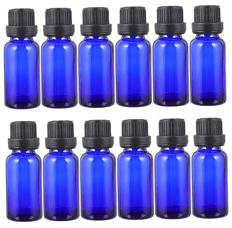 HAMPPLIES 20pcs Essential Oil Vials Reusable Glass Bottles with Orifice Reducers for Perfume Cosmetics Portable Travel Containers for Daily Grooming