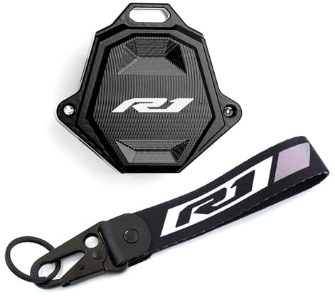 Für YZF R3 R6 R1 2023 Motorrad Aluminium Schlüsselhülle Fall Shell Schlüsselanhänger(R1 Black)