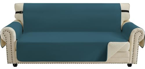 CYCMACO Universal Sofabezug Rutschfes 3 Sitzer, Dunkelgrün | Sofabezug Mit Armlehnen, Couch Bezug Für Haustier Katze Hund, Universal Sofa Überzug Mit Seitentaschen, Kratzfest