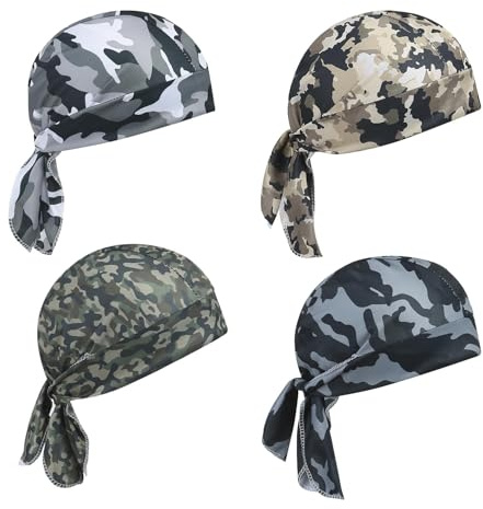 Huicare 4 stycken bandana herr, UV-skydd, kamouflage pirathuvudduk, under hjälmen, cykel huvudduk, piratduk för kvinnor och män, utomhusaktiviteter, dödskalle mössa
