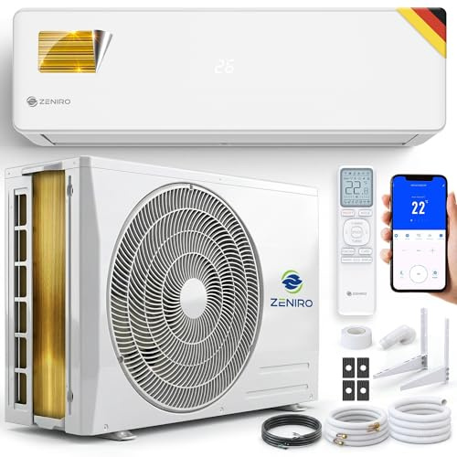 ZENIRO Klimaanlage Split Klimagerät Set - A++ 18000 BTU 5,2kW - Ionisator & WiFi/App-Steuerung 4D AirFlow Selbstreinigung inkl. Montagematerial Vorgefüllt R32 Air Conditioner