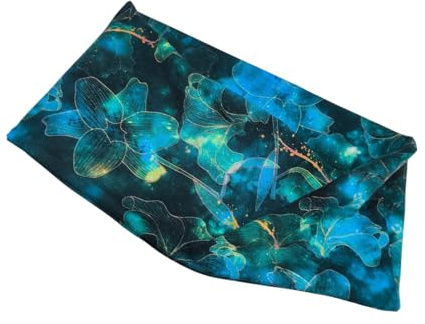 Extra breite Haarbänder aus Baumwoll-Jersey, Nähmanufaktur aus Ostfriesland (Space-Flower-Grün)