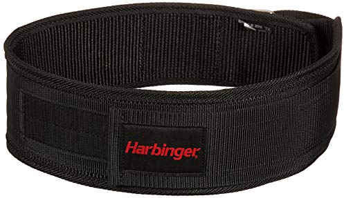Harbinger Nylon Gewichthebergürtel für Gewichtheber, 4 Zoll, Fitness Krafttraining, Schwarz,Small