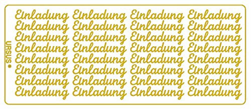Ursus 59300002 - Kreativ Sticker, Einladung, gold, ca. 10 x 23 cm, 5 Blatt, selbstklebend, ideal zur Kartengestaltung und zum Dekorieren von Geschenken