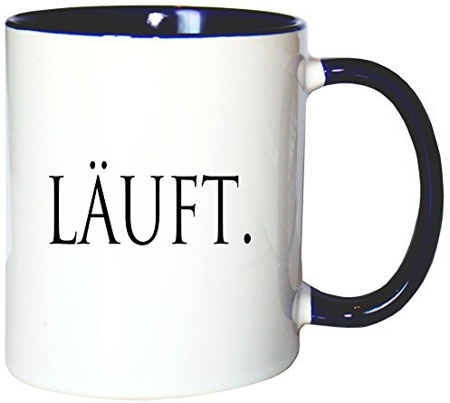 Mister Merchandise Kaffeetasse Becher Läuft, Farbe: Weiß-Blau