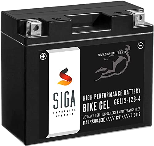 SIGA GEL Motorradbatterie 12V 11Ah 230A/EN GEL Batterie YT12-B4 GEL12-12B-4 YT12B-BS GT12-B4 FT12B-4 51001