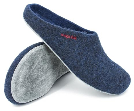 Magicfelt Filz-Hausschuh AP 701 aus 100% Merino-Wolle | Pantoffeln für Damen & Herren mit hochwertiger Ledersohle - Made in Tirol