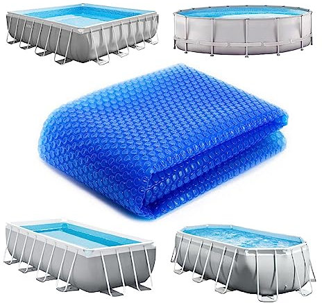 Linxor - Cobertor Solar Redondo, Ovalado, Cuadrado o Rectangular para Piscinas intex u Otras - 180 micras - Azul - Varias Medidas Disponibles