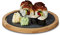 relaxdays Tabla Cortar Redonda, Plato Pizarra Rústico, Bandeja Pequeña Tapas, Bambú, 1 Ud, 1,3 x 19,3 x 19,3 cm, Marrón