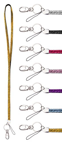 Karteo Schlüsselband mit gold glitzernden Strass Steinen besetzt [1 Stück] Kristall Bling Rhinestone glitzer Lanyard für Ausweishüllen Kartenhalter Schlüssel und Ausweise