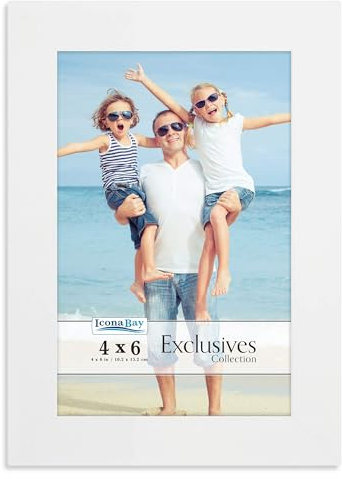 Icona Bay 10 x 15 cm cornice d'immagine bianca, Legno robusto fotogramma composito 10x15, design liscio, tavolo o montaggio a parete, esclusiva collezione