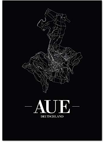 JUNIWORDS Stadtposter - Wähle Deine Stadt - Aue - 40 x 60 cm Poster - Schrift A - Schwarz