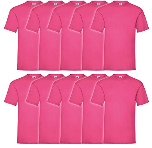 Fruit of the Loom Lot de 10 t-shirts Valueweight - Tailles S à 5XL - Disponibles dans de nombreuses couleurs, Fushia, 3XL