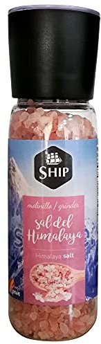 Ship - Sal del Himalaya - Formato Molinillo de 370 gramos - Condimento Culinario Original de España - Ofrece una Composición Alta en Cloruro de Sodio