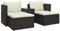 vidaXL Gartenmöbel 5-TLG. mit Auflagen Sofa Lounge Hocker Sitzgruppe Gartenset Ecksofa Gartensofa Sitzgarnitur Couchtisch Poly Rattan Braun