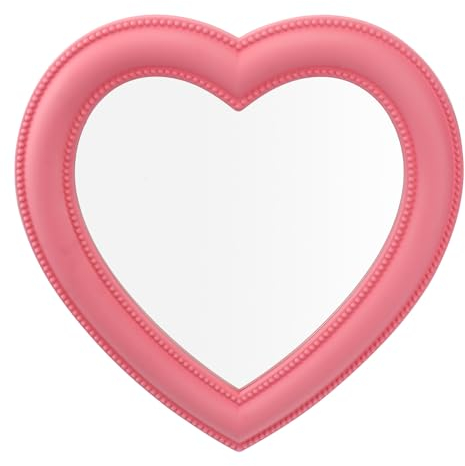 Herz Spiegel Rosa, Kosmetikspiegel in Herzform, Wand Desktop Make-up-Spiegel Kosmetikspiegel Schlafzimmer Herzspiegel für Frauen Damen, 27x27cm
