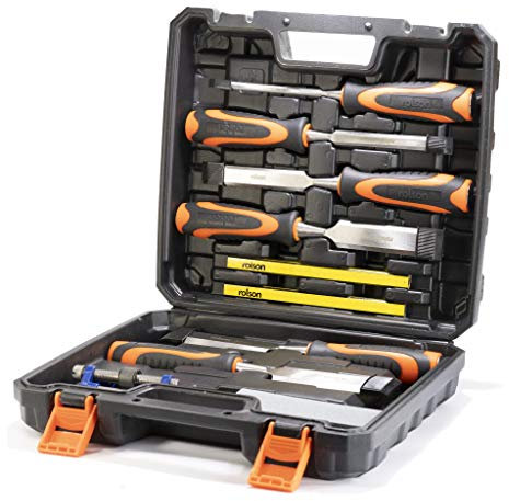 10pc Wood Chisel Set Sharpening Stone Honing Guide & Pencils Carpentry