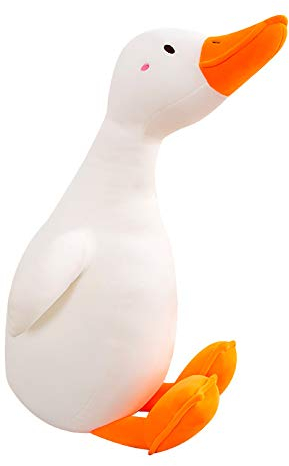 Maomoto Weißes Gans Stofftier, 85 cm großes Gänseplüschtier, riesiges Gänseplüschspielzeug, Ente, Plüschtier, Geburtstagsgeschenk, weiches Gänseplüsch, weiches Schwan, Umarmungskissen, Geschenk für