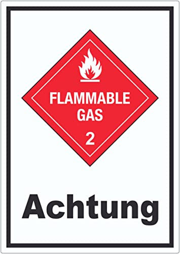 Aufkleber Entzündliche Gase Achtung Flammable Gas Flamme A9 (37x52mm)