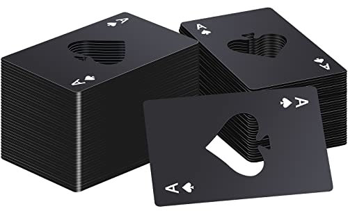 60 Pcs Credit Card Size Opener Casino Poker Shaped Bottle Opener Gifts for Groomsmen Funny Can Beer Opener Stainless Steel Ace Card Bottle Cap Openers for Wedding Birthday Party Table Tools Supplies