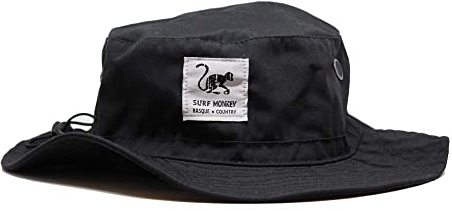 Surf Monkey® Sonnenschutzhut – OHNE Kordel – Flexibles Visier – Herren/Damen – Boonie-Hut (LSF 50+, Schwarz)