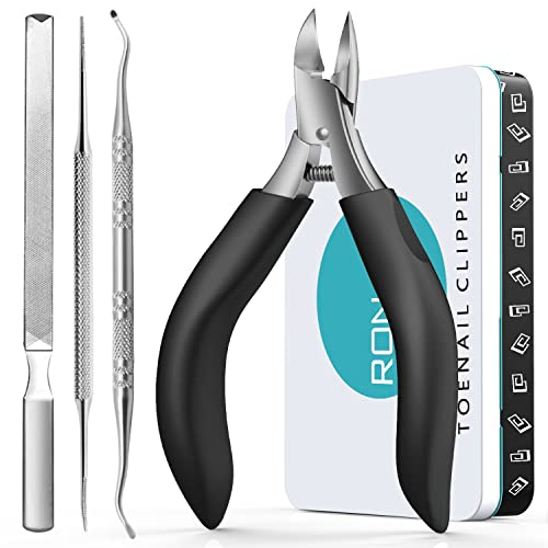 RONAVO Ensemble de coupe-ongles – Traitement des ongles incarnés et coupe-ongles pour ongles épais – Coupe-ongles professionnel robuste pour hommes et personnes âgées, grands ciseaux à ongles