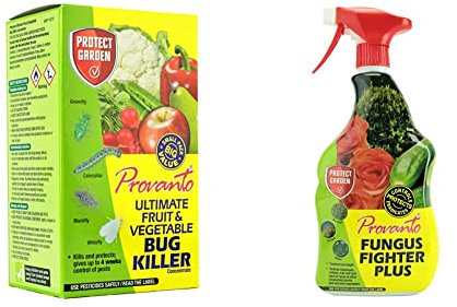 Provanto 86600247 Ultimate Fruit and Vegetable Bug Killer, Insecticide Protects For up to Four Weeks, 30ML, Concentrate & 86600250 Fungus Fighter Plus, Fungicide Protects For 3 Weeks, 1L, Ready-To-Use