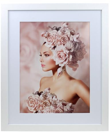 IDEAL TREND Bilderrahmen Holz Rahmen Plexi Acryl Collage Wanddeko Poster quadratisch S215: Farbe: Weiß | Format: 40x50