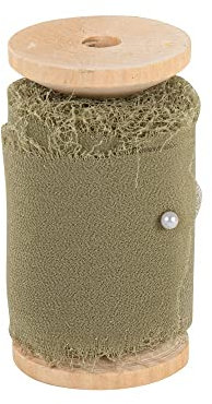 Deko-Band Hochzeit Stoff-Band aus Musselin in grün Oliv-grün Olive Tischband Tischdeko Bastelzubehör Gastgeschenke Tischdekoration Hochzeit Geburtstag Weihnachten Ostern Taufe Länge 5m & Breite 5cm