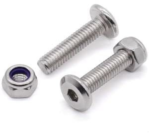 Glvaner Tige Filetée M10–1,5 x 40 mm, Vis à tête cylindrique plate avec écrous hexagonaux, Boulons en acier inoxydable 304 (18–8), Ensemble de matériel, 6 ensembles