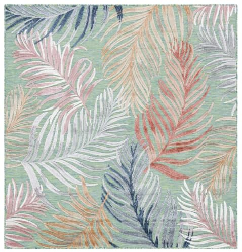 SAFAVIEH Modern Wohnzimmer, Esszimmer, Schlafzimmer - Cabana Collection, Mittlerer Stapel, Grün und Rost, 196 X 196 cm