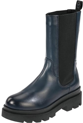 Palado Stivali Chelsea Elba da donna – Stivali invernali con imbottitura fredda – Stivaletti in vera pelle – Stivali da donna alla moda con tacco, blu/nero, 39 EU