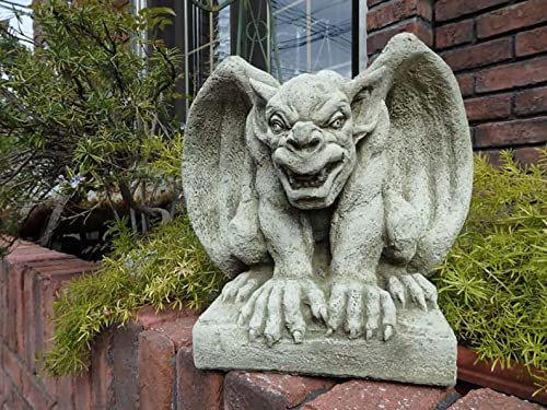OLOMA Figurine de gargouille gardienne en béton - Décoration de gargouille en ciment - Sculpture de vampire d'extérieur - Décoration de jardin - Décoration d'Halloween - Décoration de porte d'entrée
