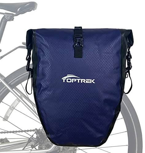 toptrek Fahrradtasche Gepäckträger, Wasserdicht Fahrradtaschen für Gepäckträger mit Schnalle der Neuen Generation, Fahradtasche Hinten Gepäckträger 23-28L mit Reflektoren und Fächer (1 Pack)