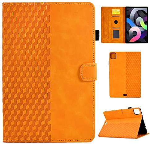 CASAFUNY Coque pour iPad Air 11 Pouces M3/M2 (2025/2024), iPad Air 5e/4e (Modèle 2022/2020, 10,9 Pouces) Housse de Protection en Cuir PU Étui Case Tablette Étui Smart Cover, Orange