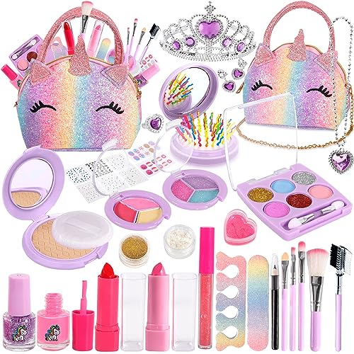 DONGQI Kit de Maquillaje Niñas,36 Piezas Kit de Maquillaje para Niñas Lavable, Juego de Maquillaje Seguro y No Tóxico,Juguetes Niña de Maquillaje, Regalos de cumpleaños para niñas de 4 a 12 años