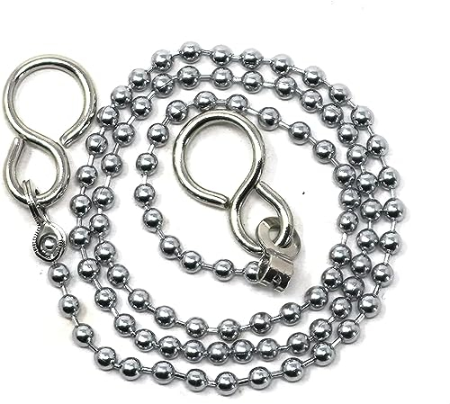 fiXte Ball Type Replacement Bath Sink Chain with Fitted S Hook Chrome Plated 12 / 30cm (2)