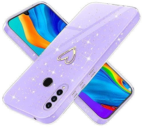 Yichxu Cover per Huawei P30 Lite Custodia Glitter TPU Silicone Brillantini Motivo Cuore Sottile Morbid Antiurto Paraurti Protettiva Case Huawei P30 Lite, Viola