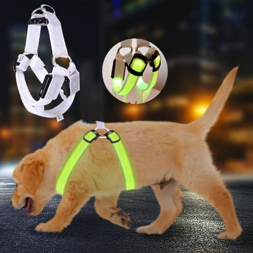 Hundegeschirr Leuchtend Aufladbar,LED Hundegeschirr Leuchtend für Hunde,3 Beleuchtungsmodi Leuchtgeschirr füR Hunde,Verstellbar für Hundegeschirr Licht FüR Sicherheit Beim Nachtgehen