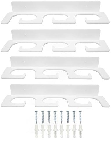 Fishing Rod Holder, 4Pcs Acrylic Wall Mounted Horizontal Ceiling Fishing Pole Racks, Fishing Rod Racks for Garage,Boat,Basement,Cabin,Store,Hold 6 Rods (White)