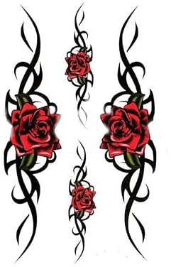 2 Stück Temporäre Tattoo-Aufkleber Für Damen Wasserdicht Langlebig Rote Rose Frisches Totem Temporäre Tattoo-Aufkleber Zum Abdecken Von Narben Tattoo-Aufkleber Fake-Tattoo