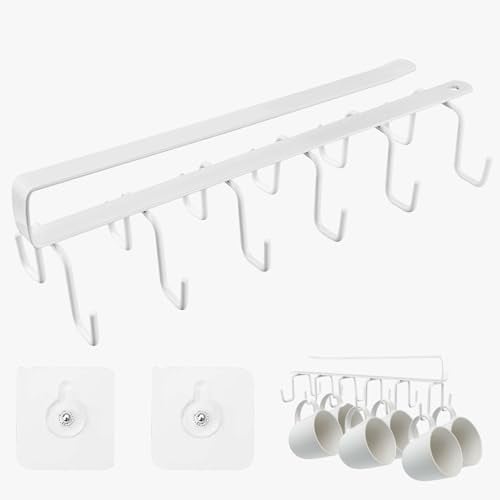 1 Pcs Under Shelf Mug Hanger - Cup Rack for Cupboard, Kitchen - 2 Adhesive Screws - Coffee Bar, Kitchen