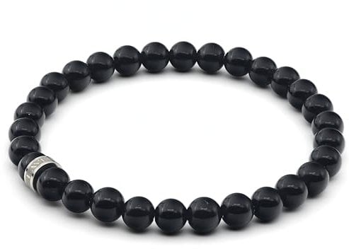 LAVISA Edelstein Armband - Echte Naturstein Perlen | Kristalle, Heilsteine | Onesize Unisex (Obsidian 6mm)