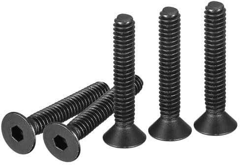 DTGN #6-32x1 Vis à Tête Cylindrique à Six Pans Creux, Lot de 20 Vis à Tête Plate en Acier Au Carbone avec Finition Noire Oxydée, Filetage Complet, Boulons Fraisés