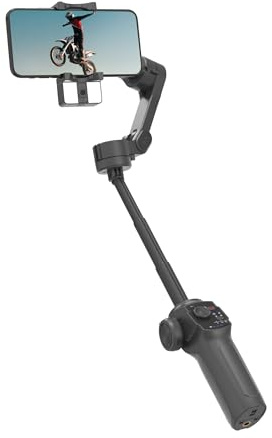 Porodo 3-Achsen-Gimbal-Stabilisator AI-Tracking: integrierte Verlängerungsstange, AI-Tracking, 2500-mAh-Akku, iOS/Android-App, 160 ° Steigungswinkel, faltbares Design, 325 ° Rollwinkel, 340 °